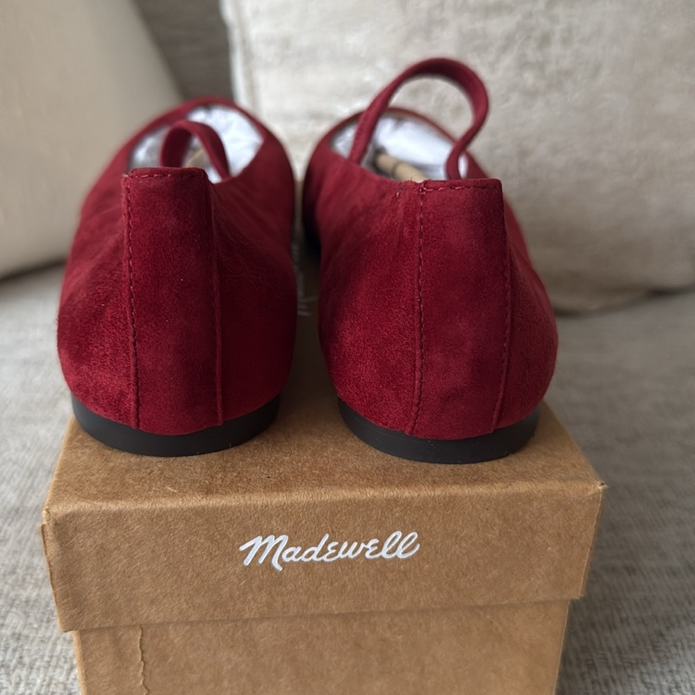 NWT Madewell Greta Suede Ballet Flats Ballerina Ruby Port Red Burgundy Leather - Picture 7 of 10